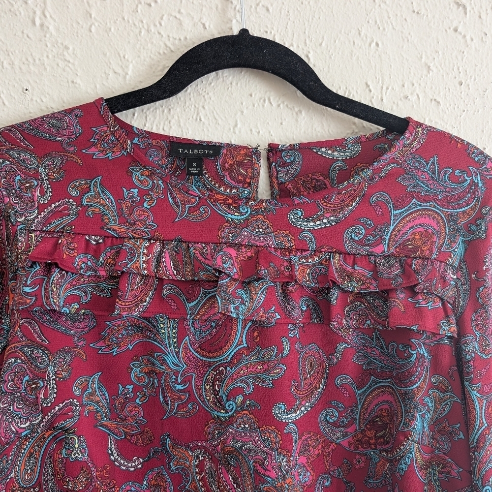 Talbots Paisley Ruffle Blouse - Picture 2 of 6